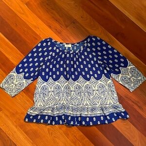 Blue and white blouse